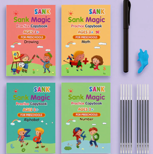 Sank Magic Practice Copybook 4 BOOKS,1 PEN,1 GRIP,10 REFILL